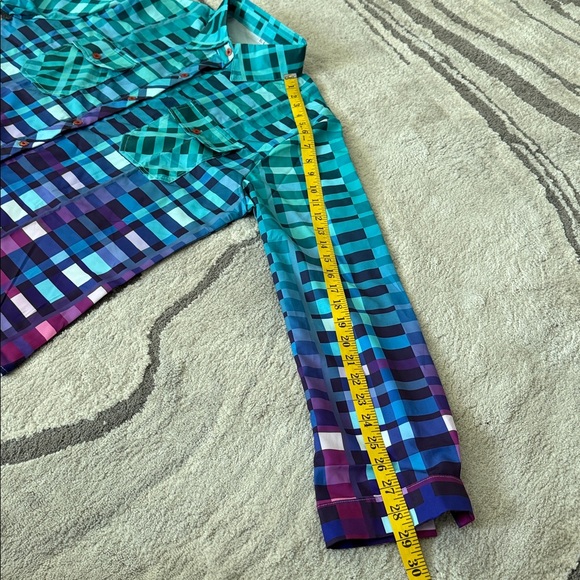 Women's Plaid Button Down Shirt - Blue and Purple - Picture 7 of 9